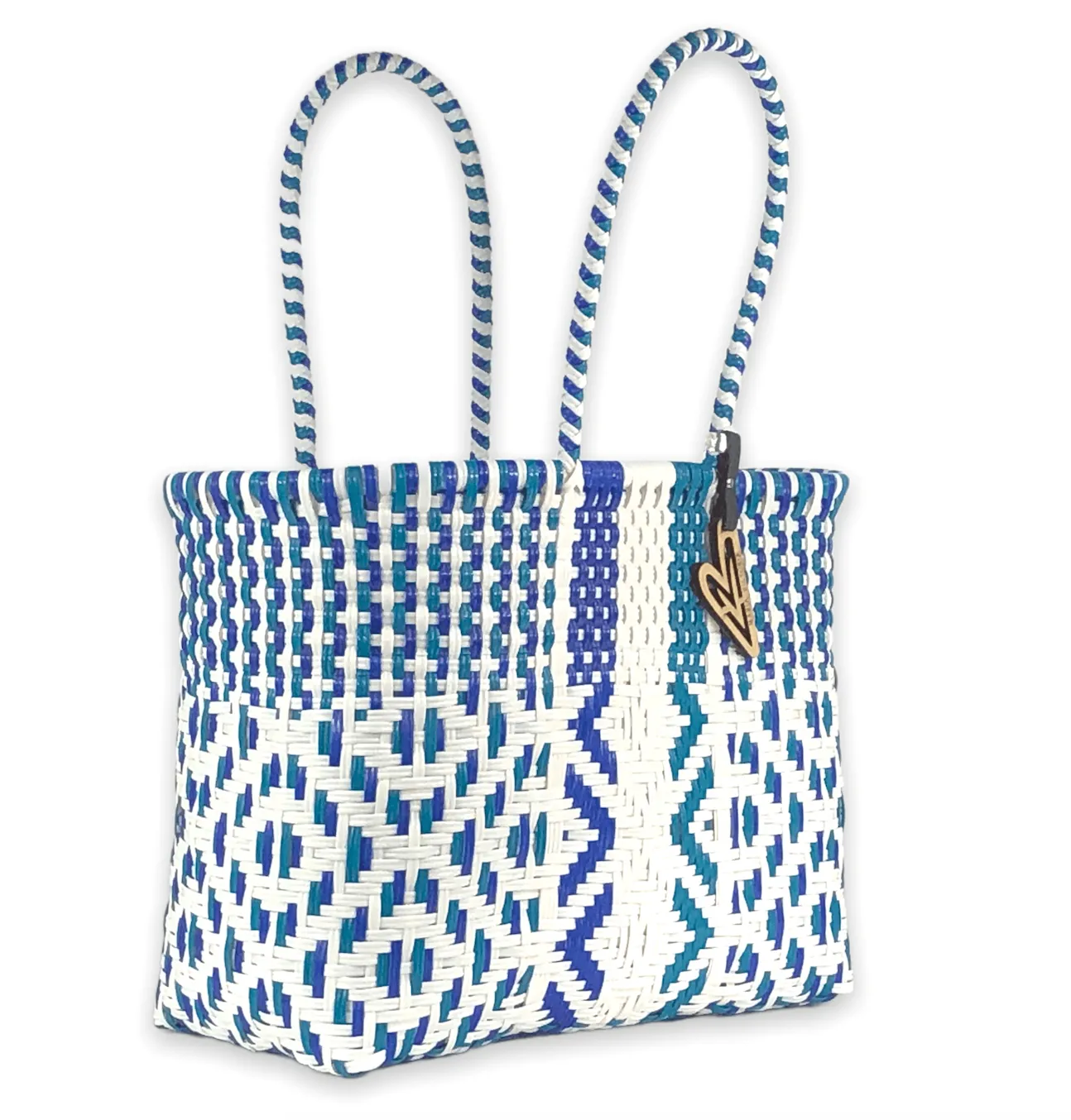 Maria Victoria Blue Parrot Handwoven Tote Small