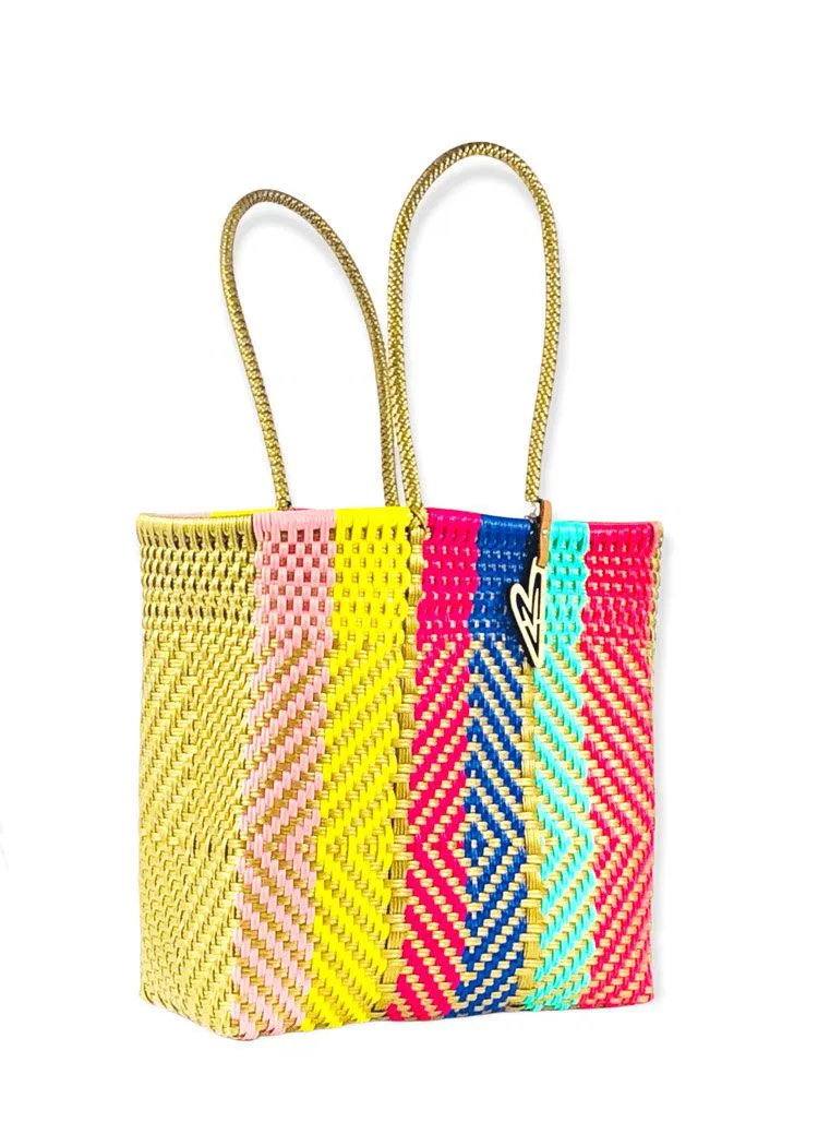 Maria Victoria Multicolor Handwoven Tote-Pink-Medium