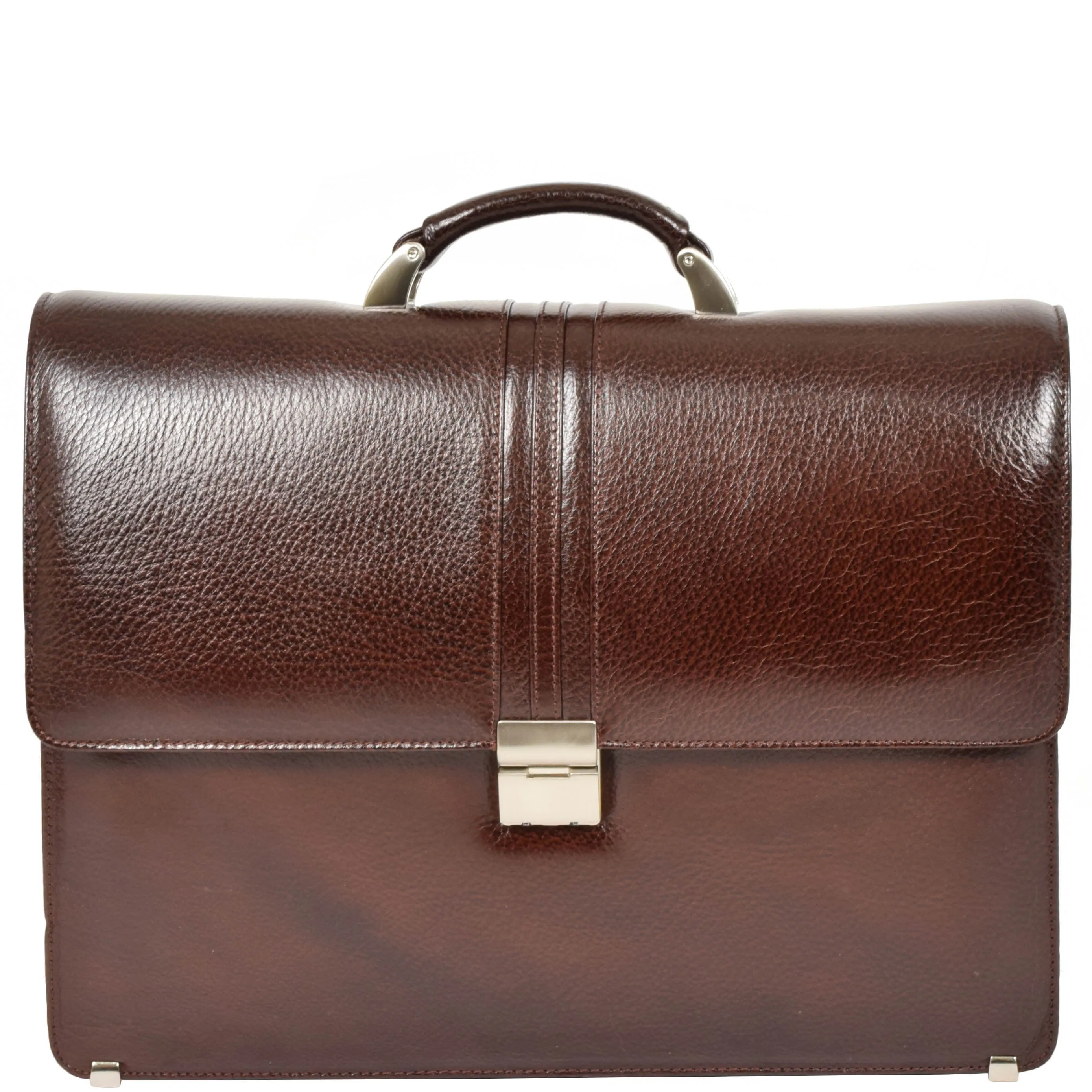 Mens Leather Briefcase Italian Cowhide Business Office Laptop Satchel Bag A317 Brown