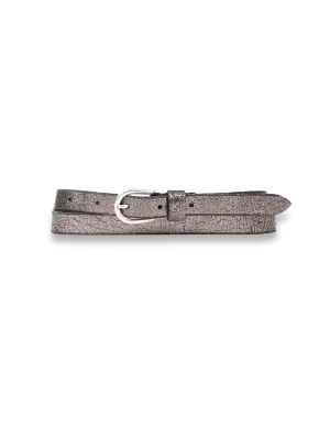 Metallic Leather Belt - Pewter