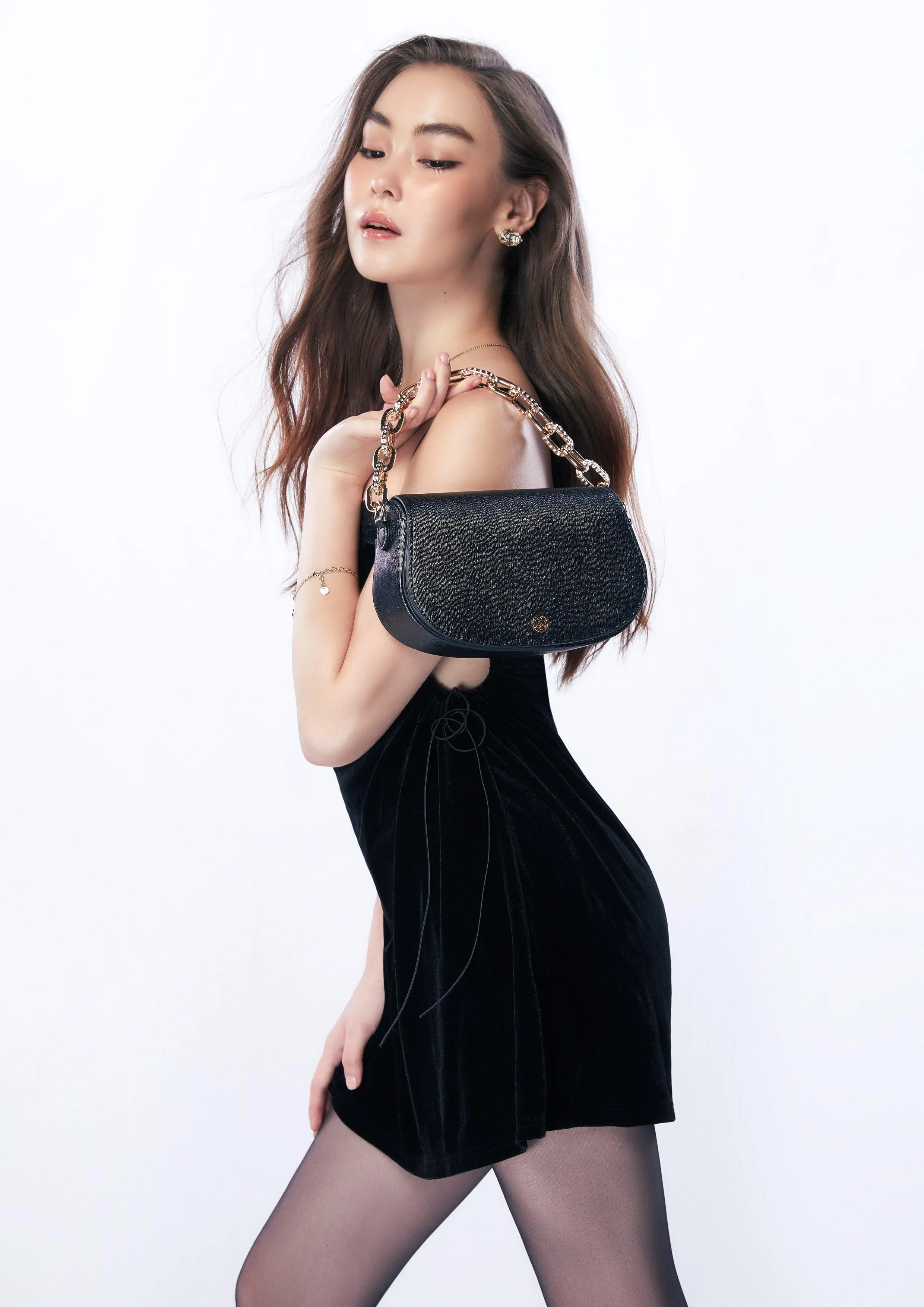 Minnie Clutch M Glitter Black