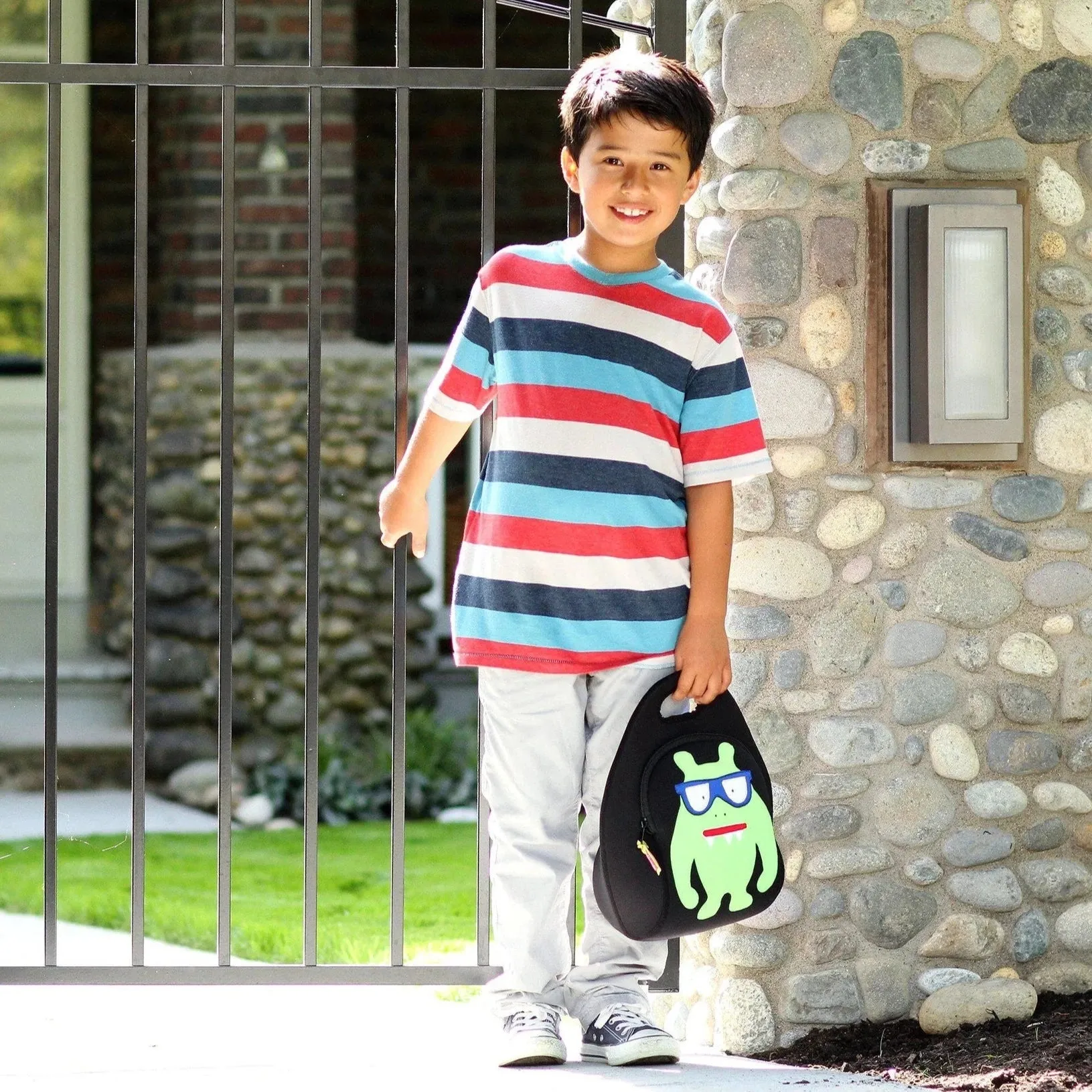 Nerdy Monster Theme Toddler Lunch Bag | black
