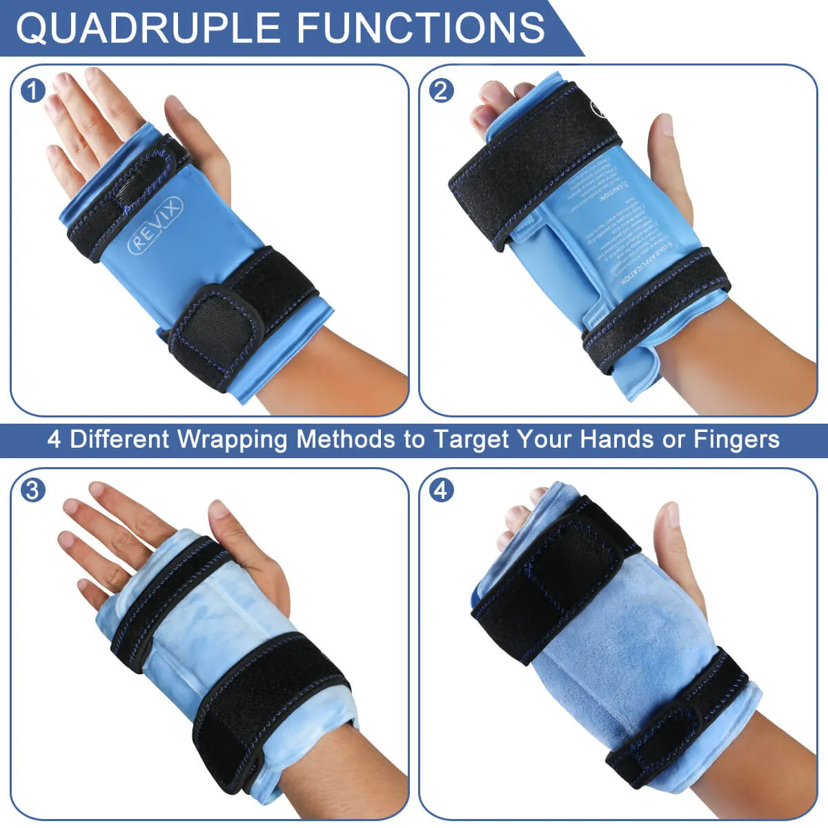 REVIX Wrist Ice Pack Wrap for Carpal Tunnel Relief, Reusable Gel Ice Packs for Hand Injuries
