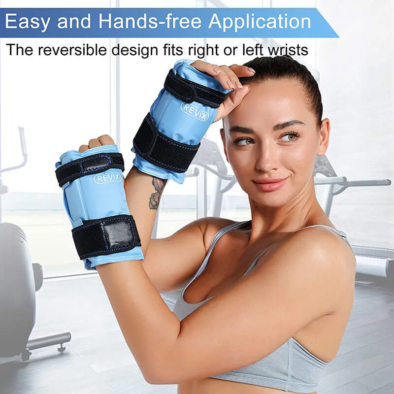 REVIX Wrist Ice Pack Wrap for Carpal Tunnel Relief, Reusable Gel Ice Packs for Hand Injuries