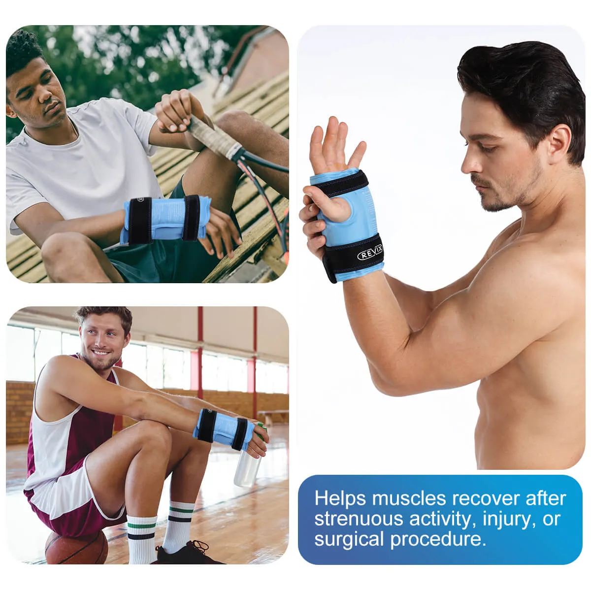 REVIX Wrist Ice Pack Wrap for Carpal Tunnel Relief, Reusable Gel Ice Packs for Hand Injuries
