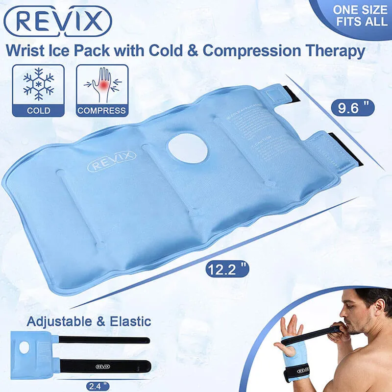 REVIX Wrist Ice Pack Wrap for Carpal Tunnel Relief, Reusable Gel Ice Packs for Hand Injuries