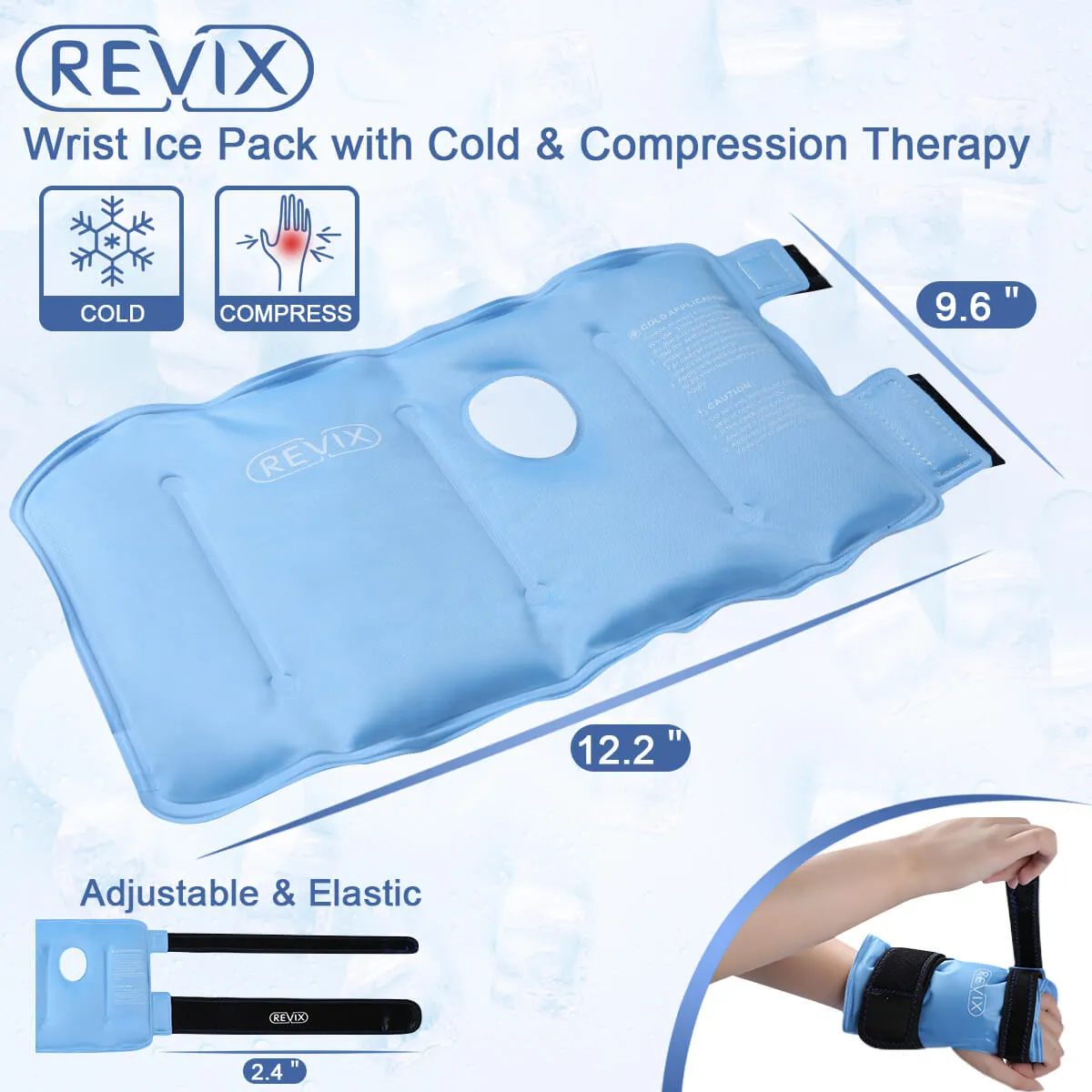 REVIX Wrist Ice Pack Wrap for Carpal Tunnel Relief, Reusable Gel Ice Packs for Hand Injuries