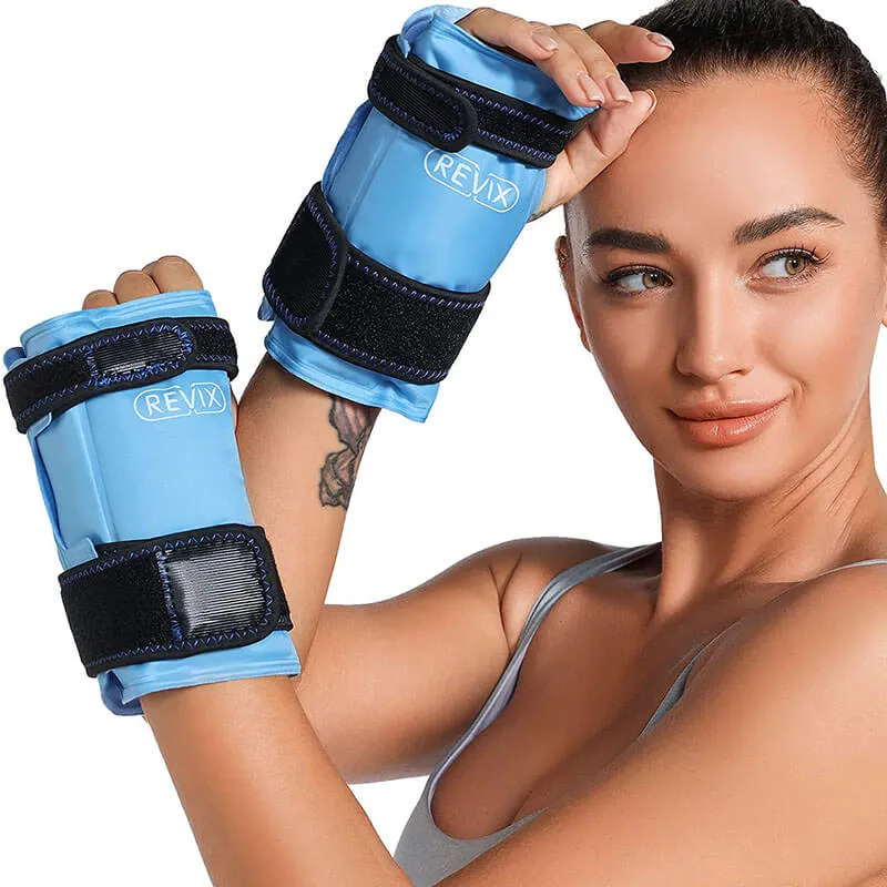 REVIX Wrist Ice Pack Wrap for Carpal Tunnel Relief, Reusable Gel Ice Packs for Hand Injuries