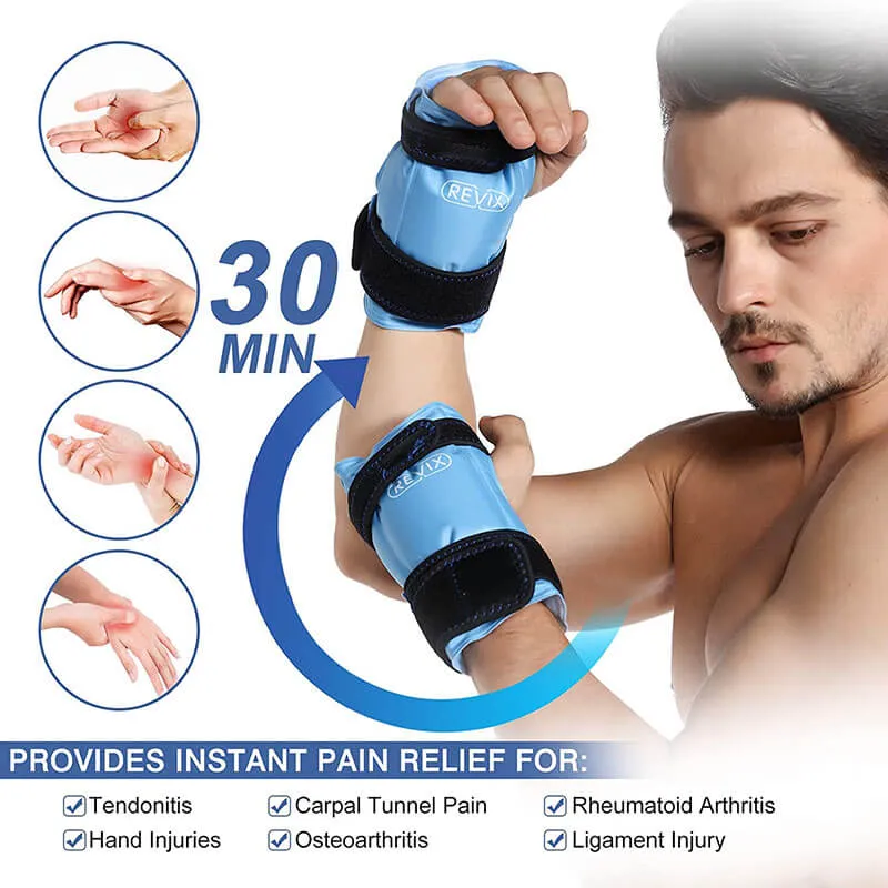 REVIX Wrist Ice Pack Wrap for Carpal Tunnel Relief, Reusable Gel Ice Packs for Hand Injuries