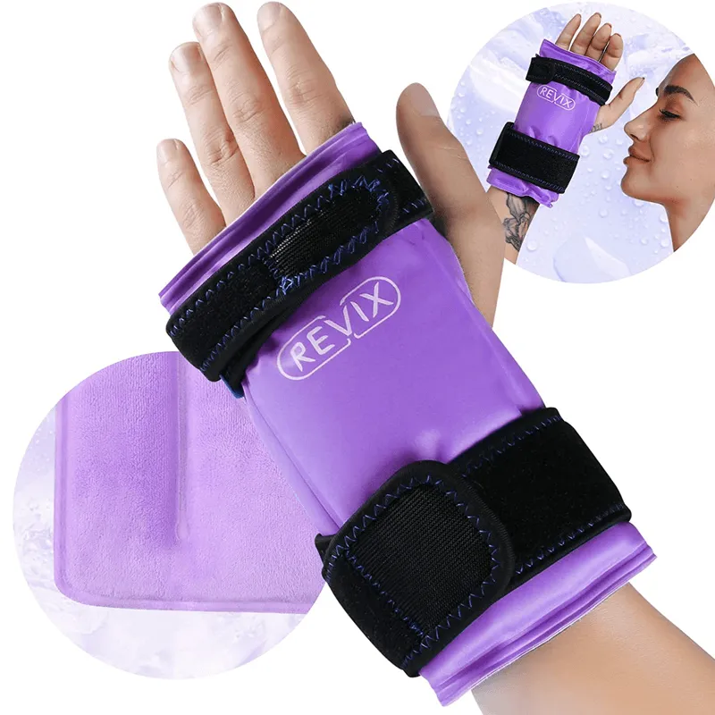REVIX Wrist Ice Pack Wrap for Carpal Tunnel Relief, Reusable Gel Ice Packs for Hand Injuries