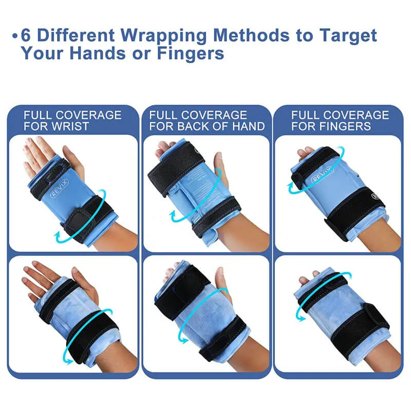 REVIX Wrist Ice Pack Wrap for Carpal Tunnel Relief, Reusable Gel Ice Packs for Hand Injuries