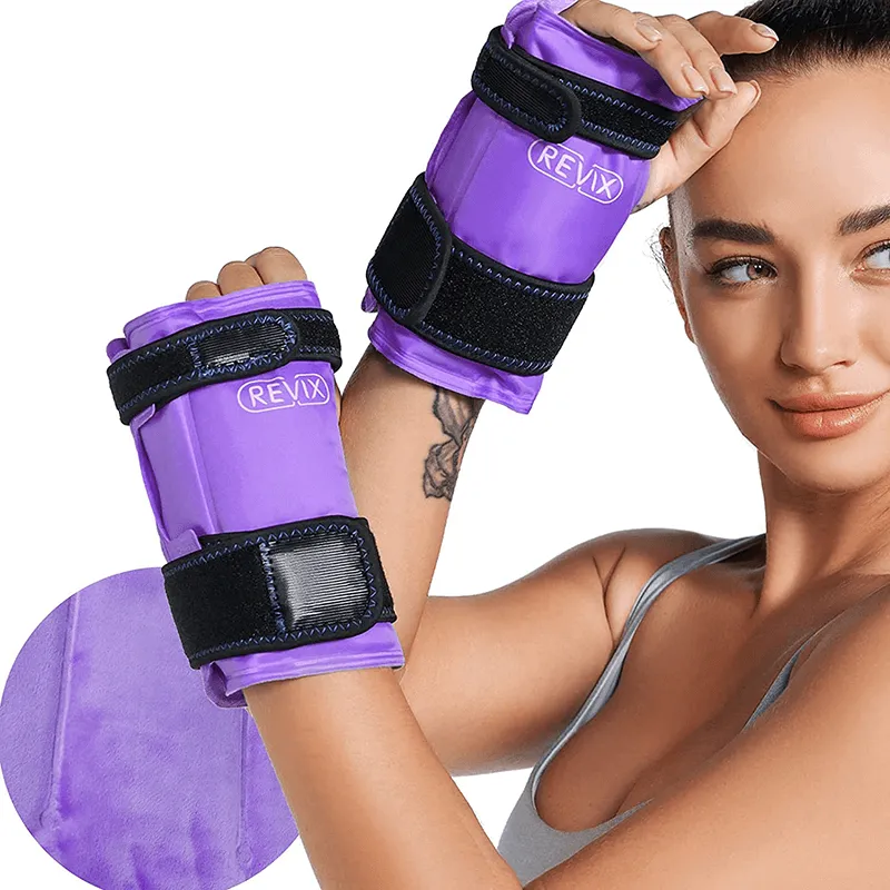 REVIX Wrist Ice Pack Wrap for Carpal Tunnel Relief, Reusable Gel Ice Packs for Hand Injuries