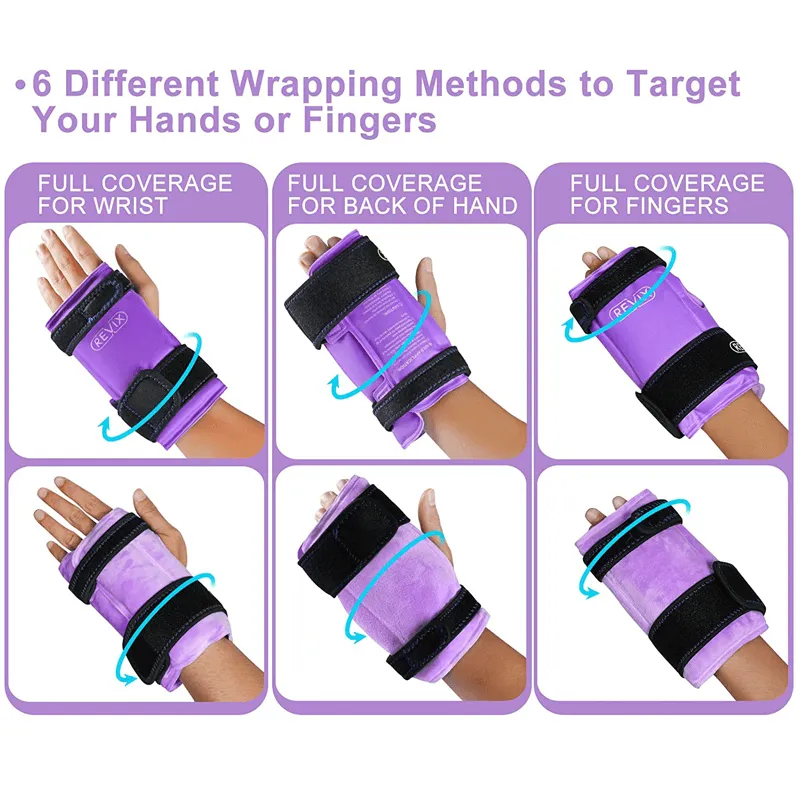 REVIX Wrist Ice Pack Wrap for Carpal Tunnel Relief, Reusable Gel Ice Packs for Hand Injuries
