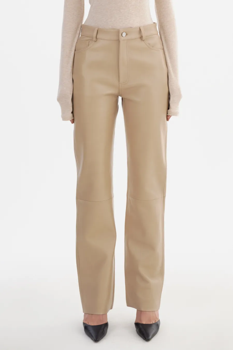 Shannon Leather Pant Beige