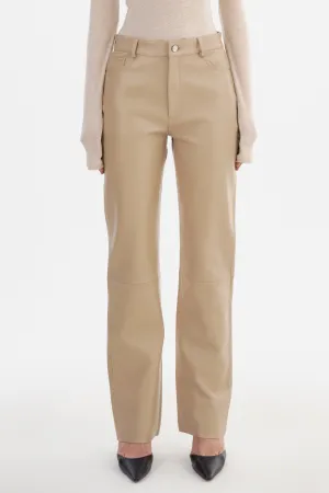 Shannon Leather Pant Beige