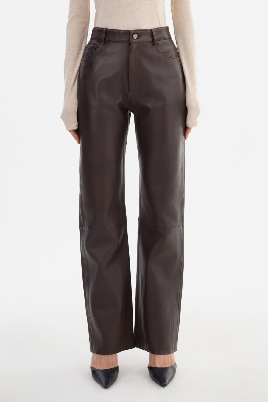 Shannon Leather Pant Dark Brown