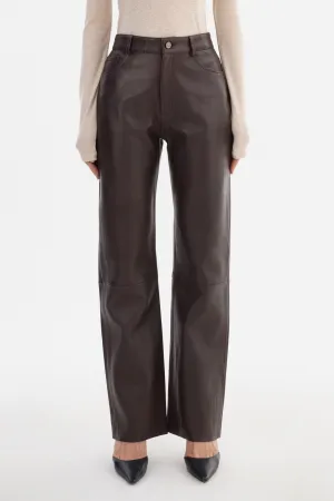 Shannon Leather Pant Dark Brown