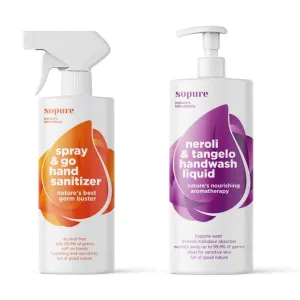 SoPure Hands Pack (1 x SoPure Spray & Go Hand Sanitizer 250 ml and 1 x Neroli & Tangelo Handwash Liquid 500ml)