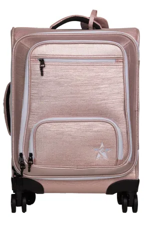 Sparkling Silk in Pink Champagne Rebel Dream Luggage with White Zipper