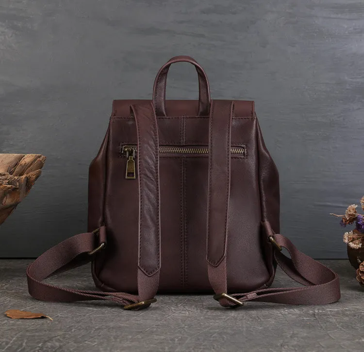Stylish Ladies Small Leather Backpack Purse Leather Rucksack