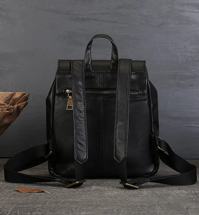 Stylish Ladies Small Leather Backpack Purse Leather Rucksack