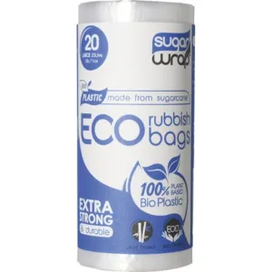 Sugarwrap Eco Rubbish Bags Made from Sugarcane 20 Large 35L Bags