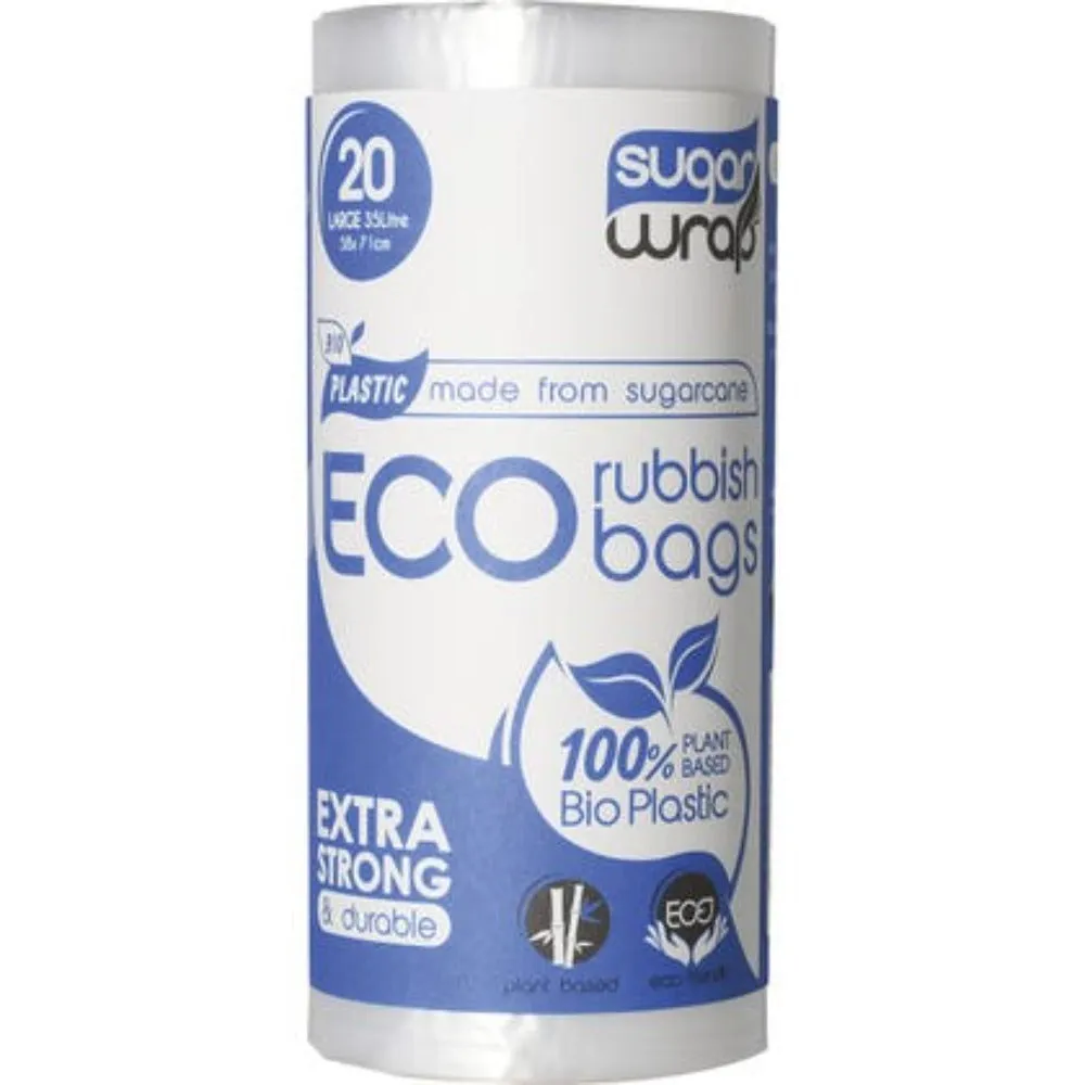 Sugarwrap Eco Rubbish Bags Made from Sugarcane 20 Large 35L Bags