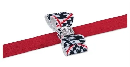 Susan Lanci Classic Glen Houndstooth Big Bow Leash on Red