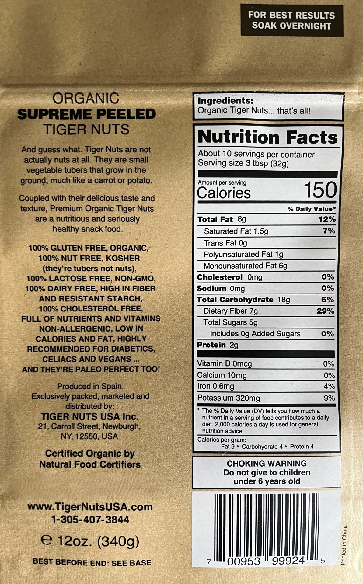 Tiger Nuts Supreme Peeled Tiger Nuts in 12 oz bags - 24 bags