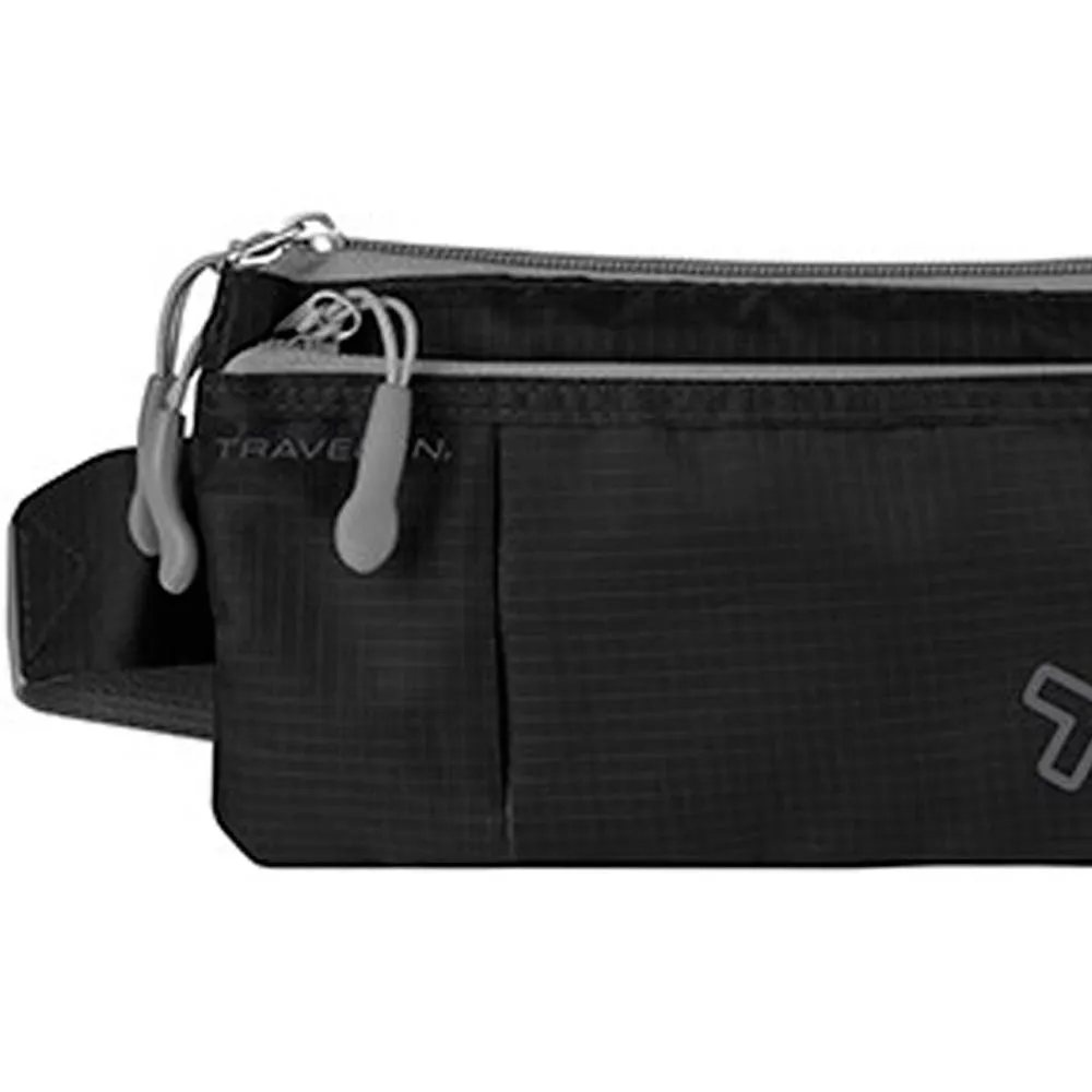 Travelon Waist Fanny Pack Travel 6 Pocket Adjustable Pouch Belt Bag Black New !