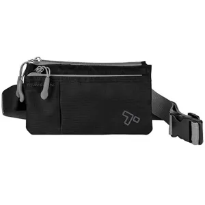 Travelon Waist Fanny Pack Travel 6 Pocket Adjustable Pouch Belt Bag Black New !