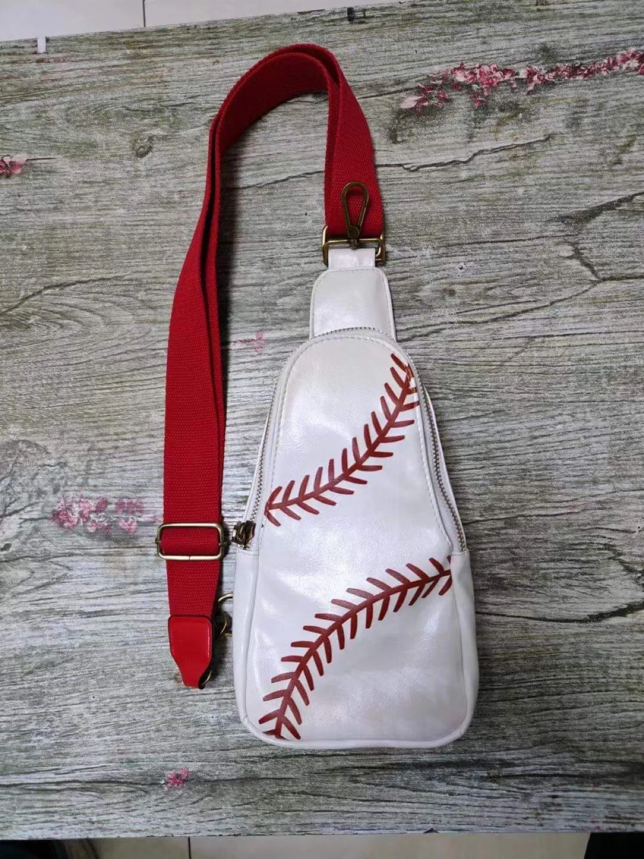 Vegan Leather Sling Bag - Baseball