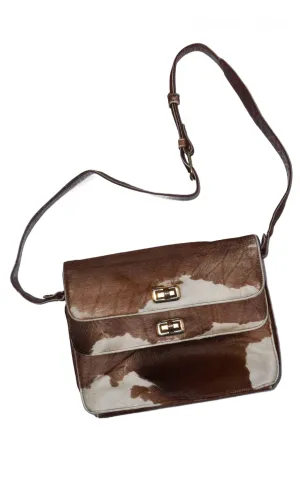 VINTAGE Cowhide Fur Leather Shoulder Purse Bag