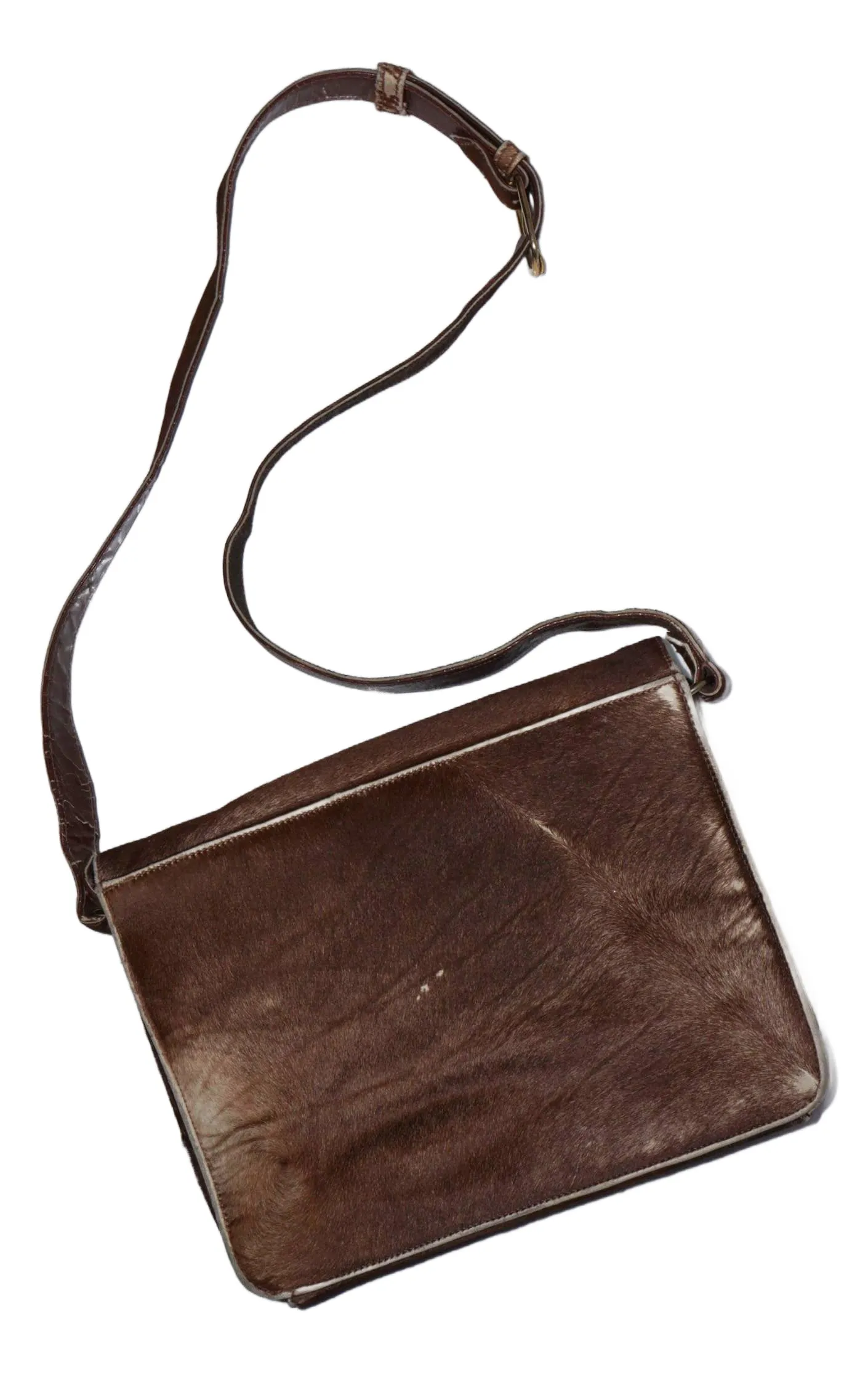 VINTAGE Cowhide Fur Leather Shoulder Purse Bag