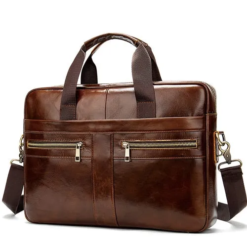 West Louis Top Genuine Leather Briefcase