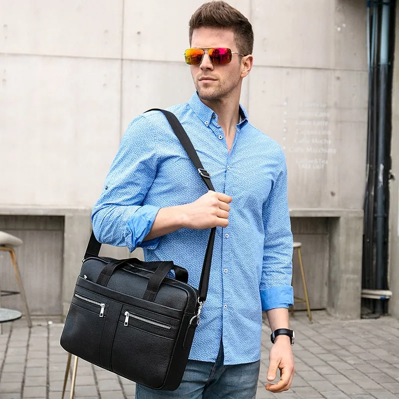 West Louis Top Genuine Leather Briefcase