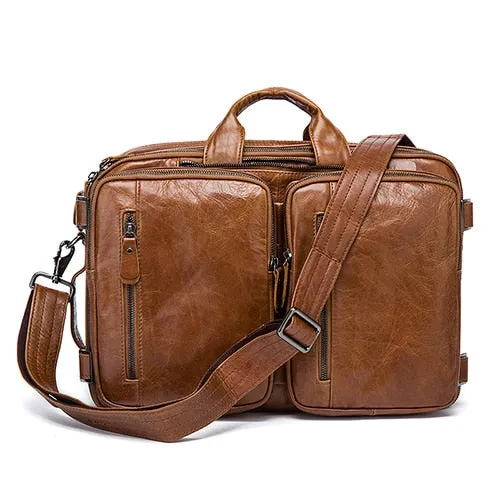 West Louis Top Genuine Leather Business Briefcase