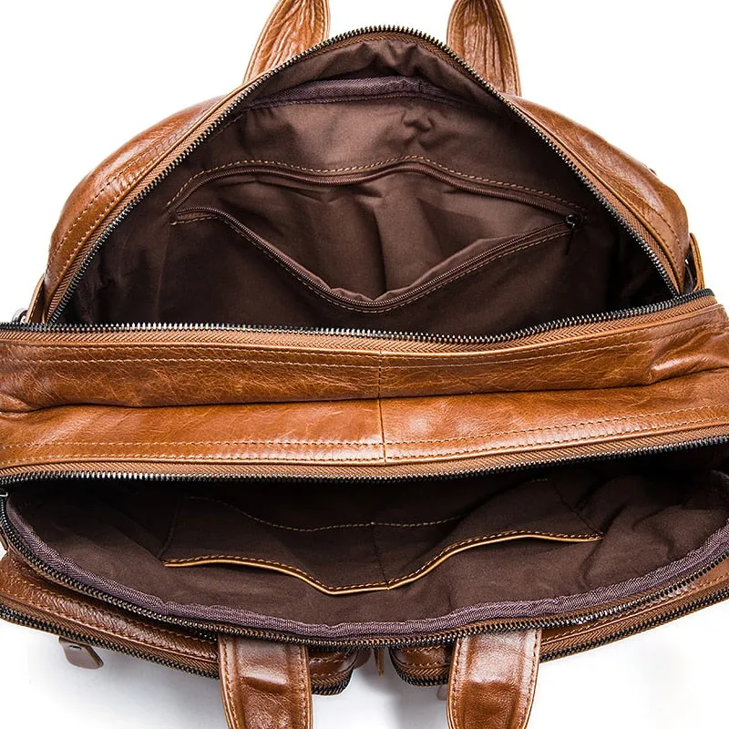 West Louis Top Genuine Leather Business Briefcase