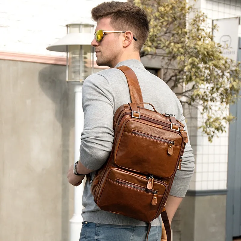 West Louis Top Genuine Leather Business Briefcase