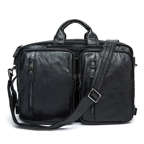 West Louis Top Genuine Leather Business Briefcase