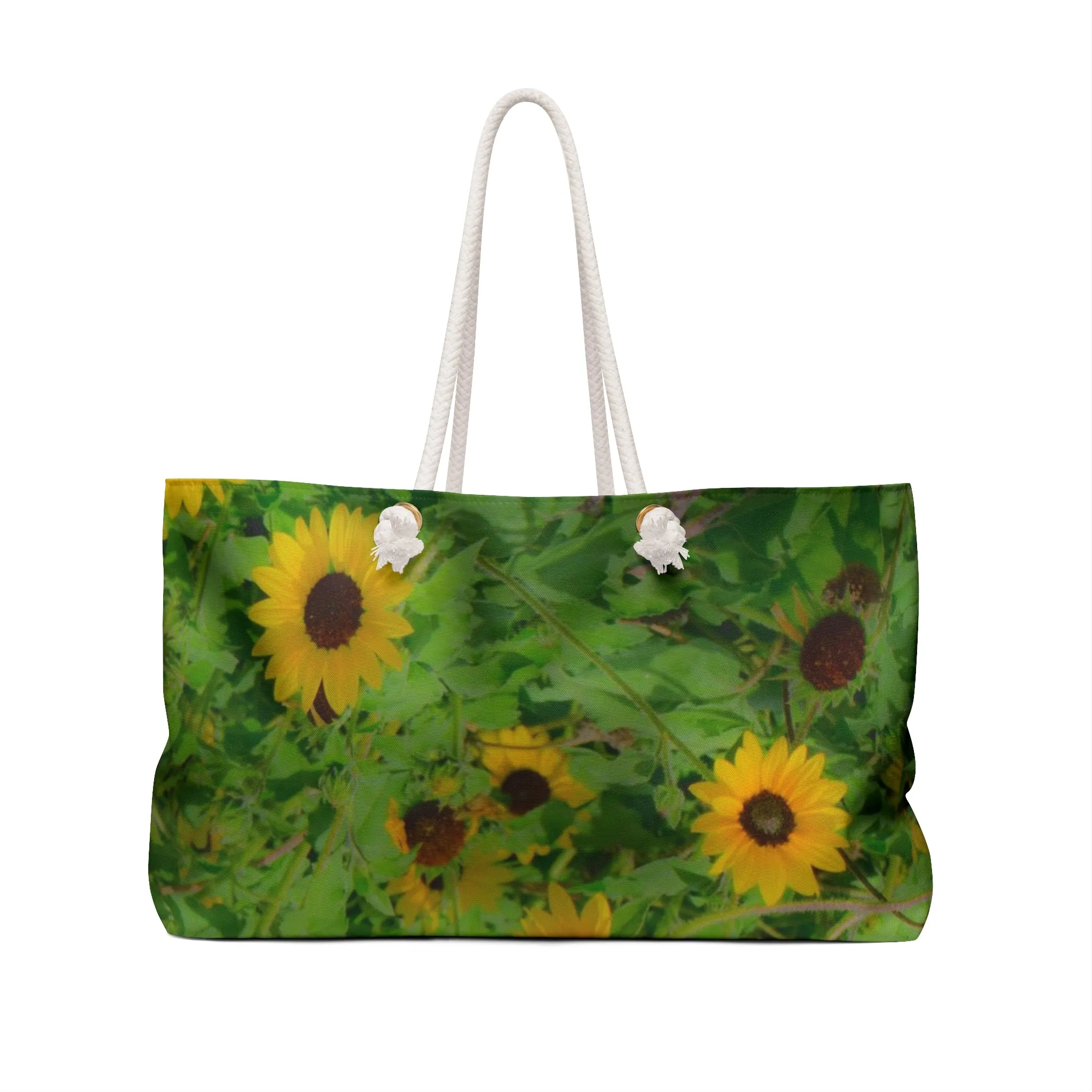 Wildflower Sunflower Weekender Bag Oversize Wide-Mouth Durable Beach Bag with Rope Handles