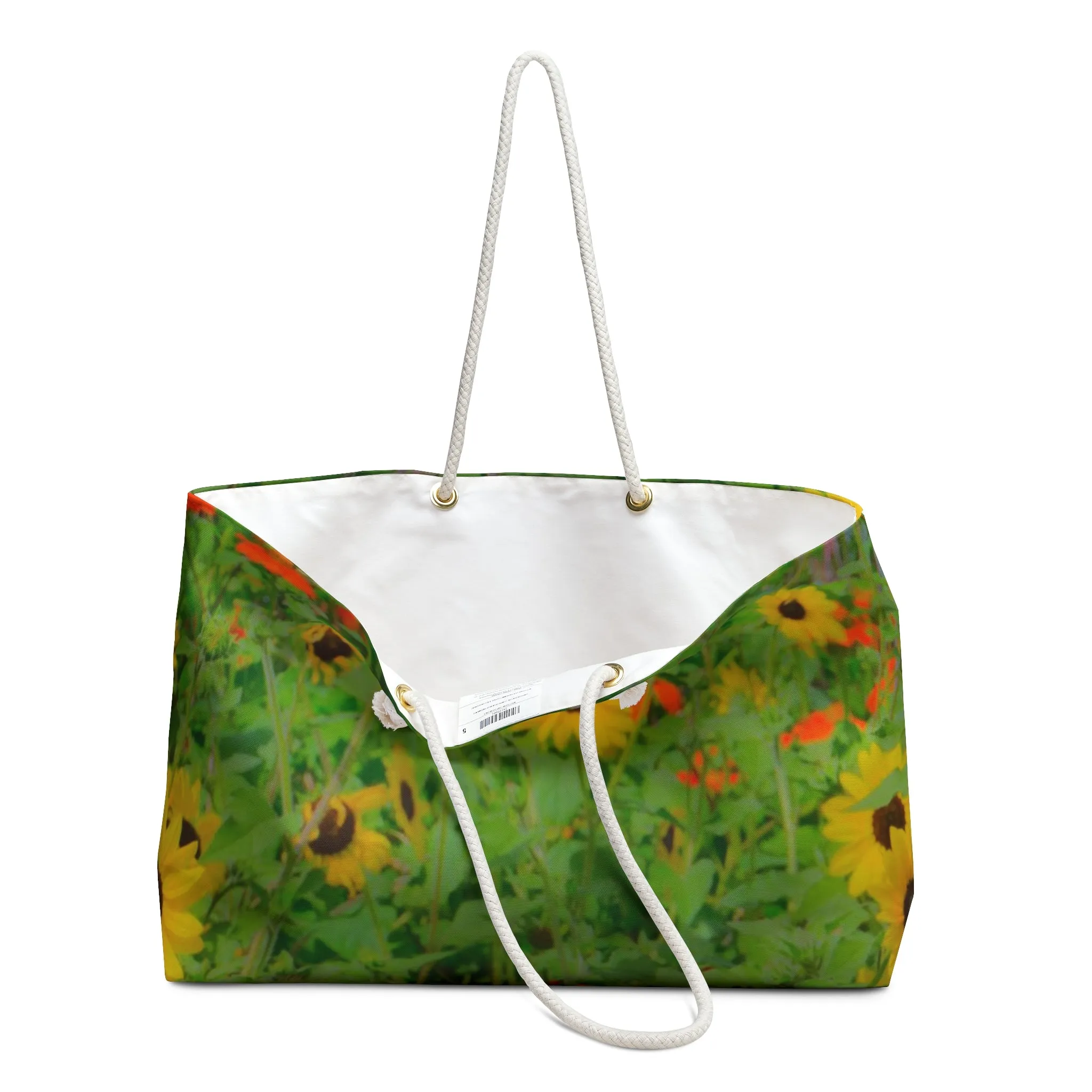 Wildflower Sunflower Weekender Bag Oversize Wide-Mouth Durable Beach Bag with Rope Handles