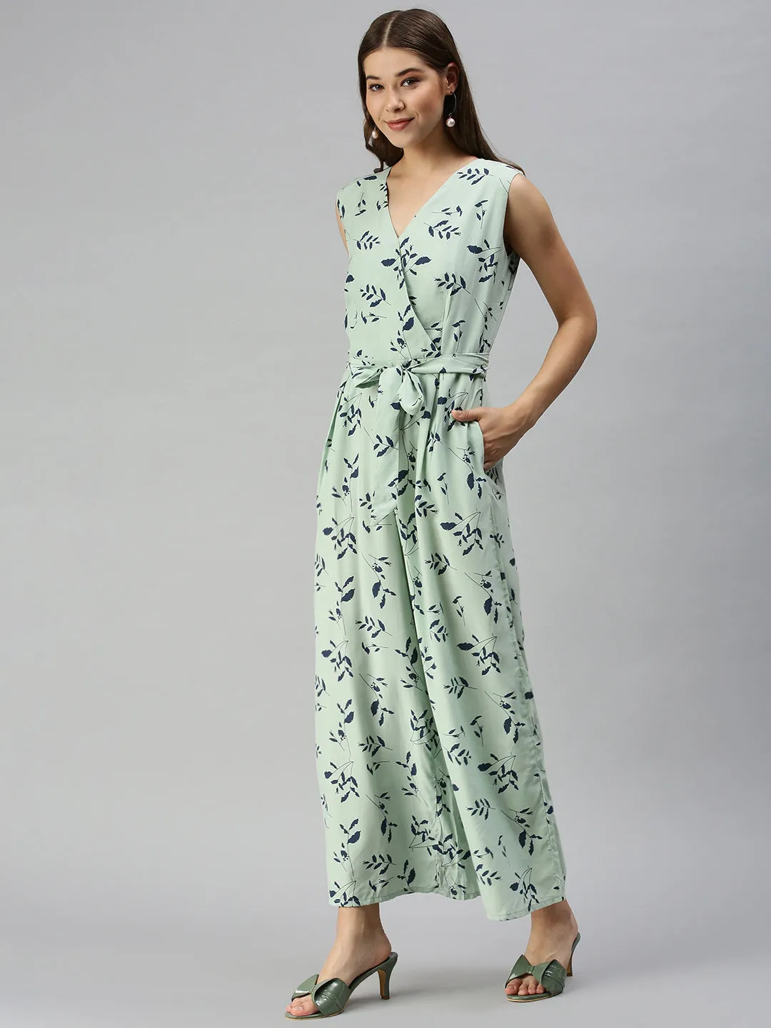 Women Green Printed Jumpsuit