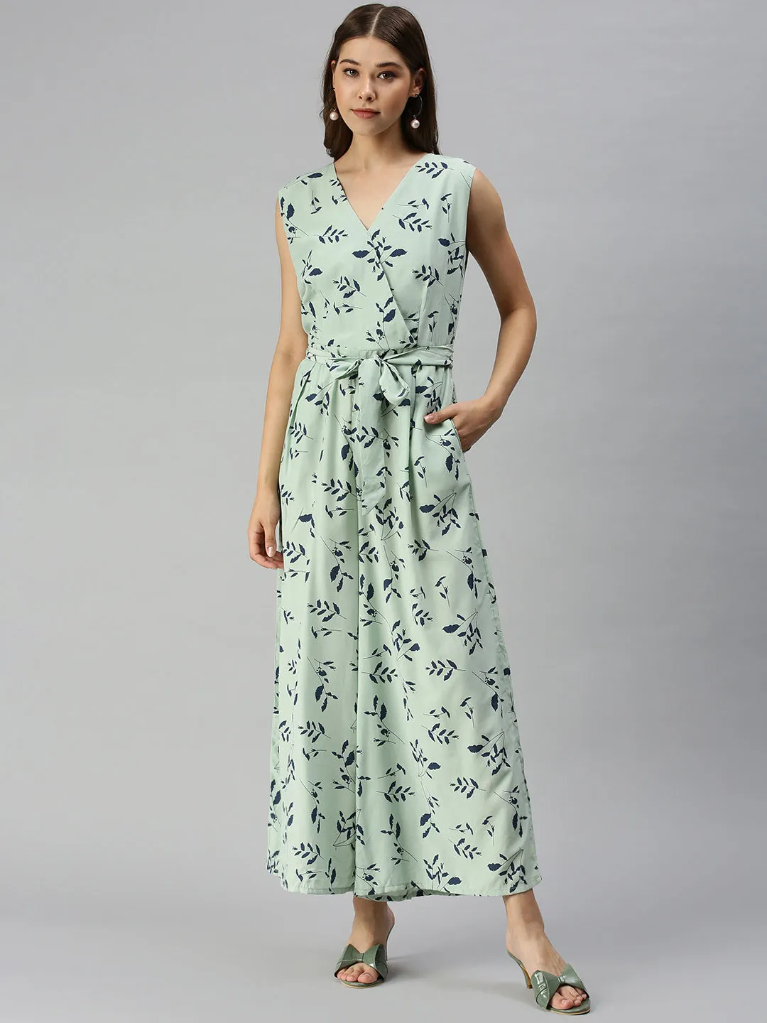 Women Green Printed Jumpsuit