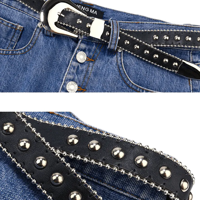 Women's Circular Rivets Belt With Simple Buckle / Punk Stylish Accessories