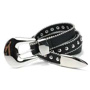 Women's Circular Rivets Belt With Simple Buckle / Punk Stylish Accessories