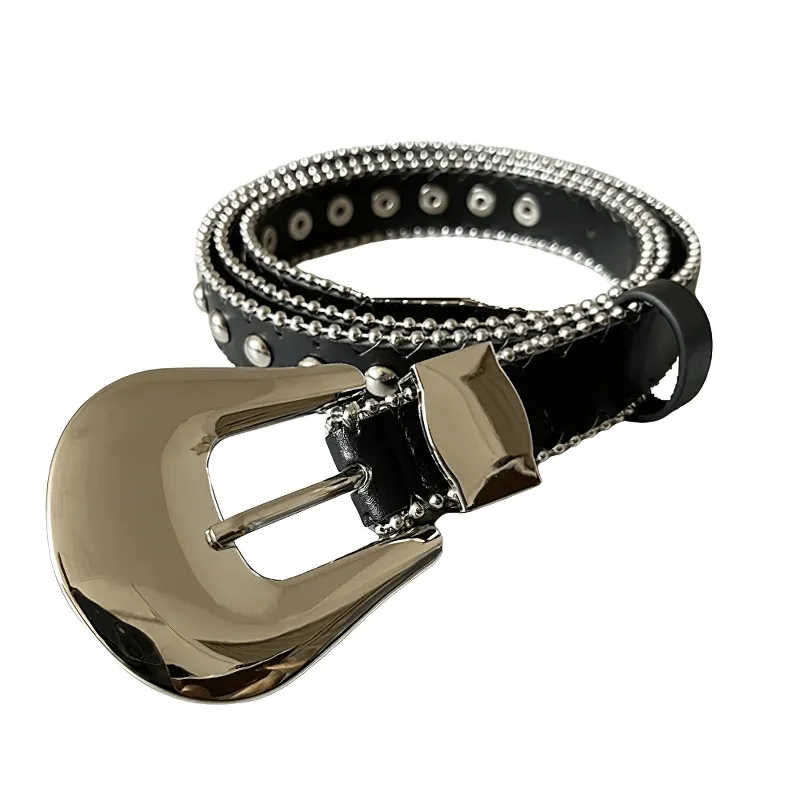 Women's Circular Rivets Belt With Simple Buckle / Punk Stylish Accessories