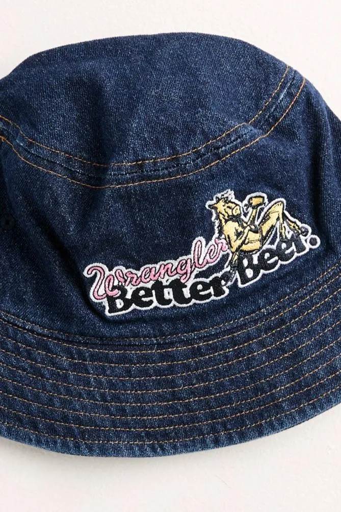 WRANGLER x BETTER BEER THIRSTY BUCKET HAT - STONED INDIGO